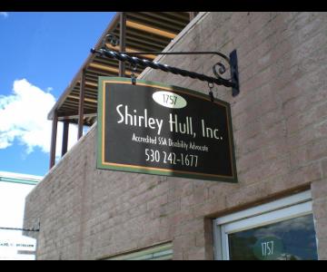 Hanging wooden sign custom shaped