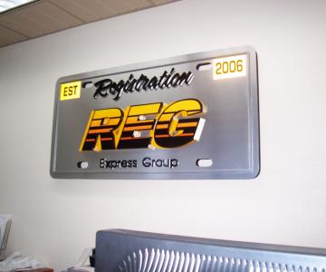 Brushed aluminum panel with combination of reflective vinyl and 3D foam Kem letters custom finished